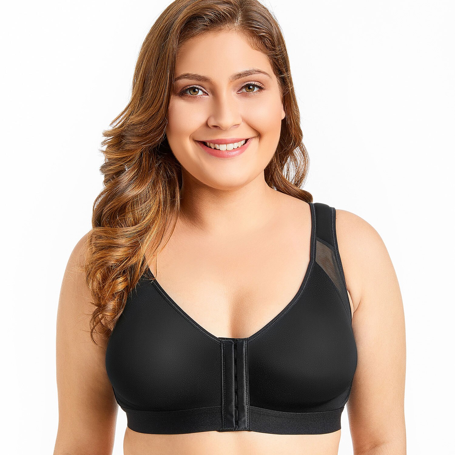  HACI Womens Front Closure Posture Bra Back Support Full  Coverage Comfy Wireless