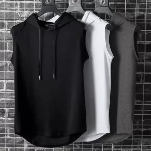 sleeveless shirt, sleeveless hoodie, gym shirt, workout shirt, sports shirt, hooded shirt, fitness shirt