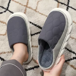 Winter Plush Thick Sole Home Slippers Warm Cushioning Closed-Toe House Shoes