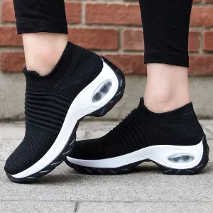 Mesh Slip-On Stretchy Sneakers Breathable Anti-Slip Platform Shoes