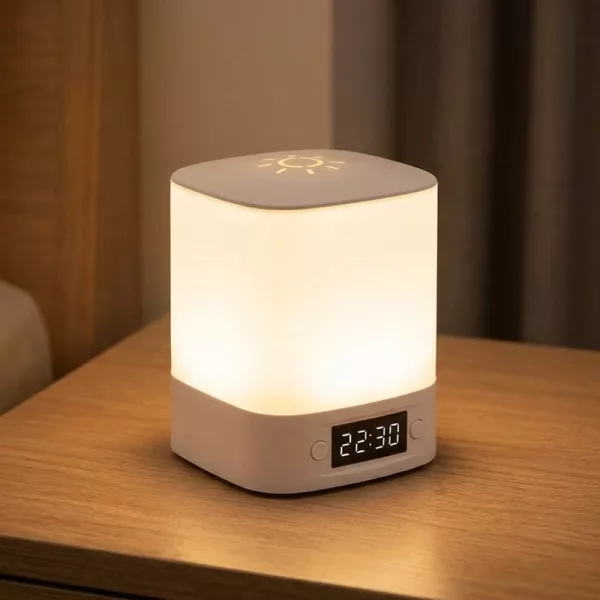 bedside lamp, rgb night light, lamp with clock, led lamp with remote control